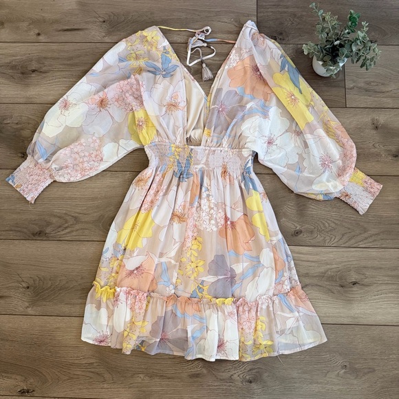 Mahina Multi Colored Floral Mini Dress Size Medium - Picture 5 of 7